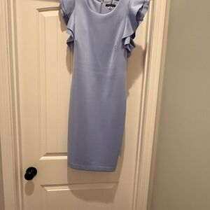 Tommy Hilfiger Blue Ruffled Sheath Dress